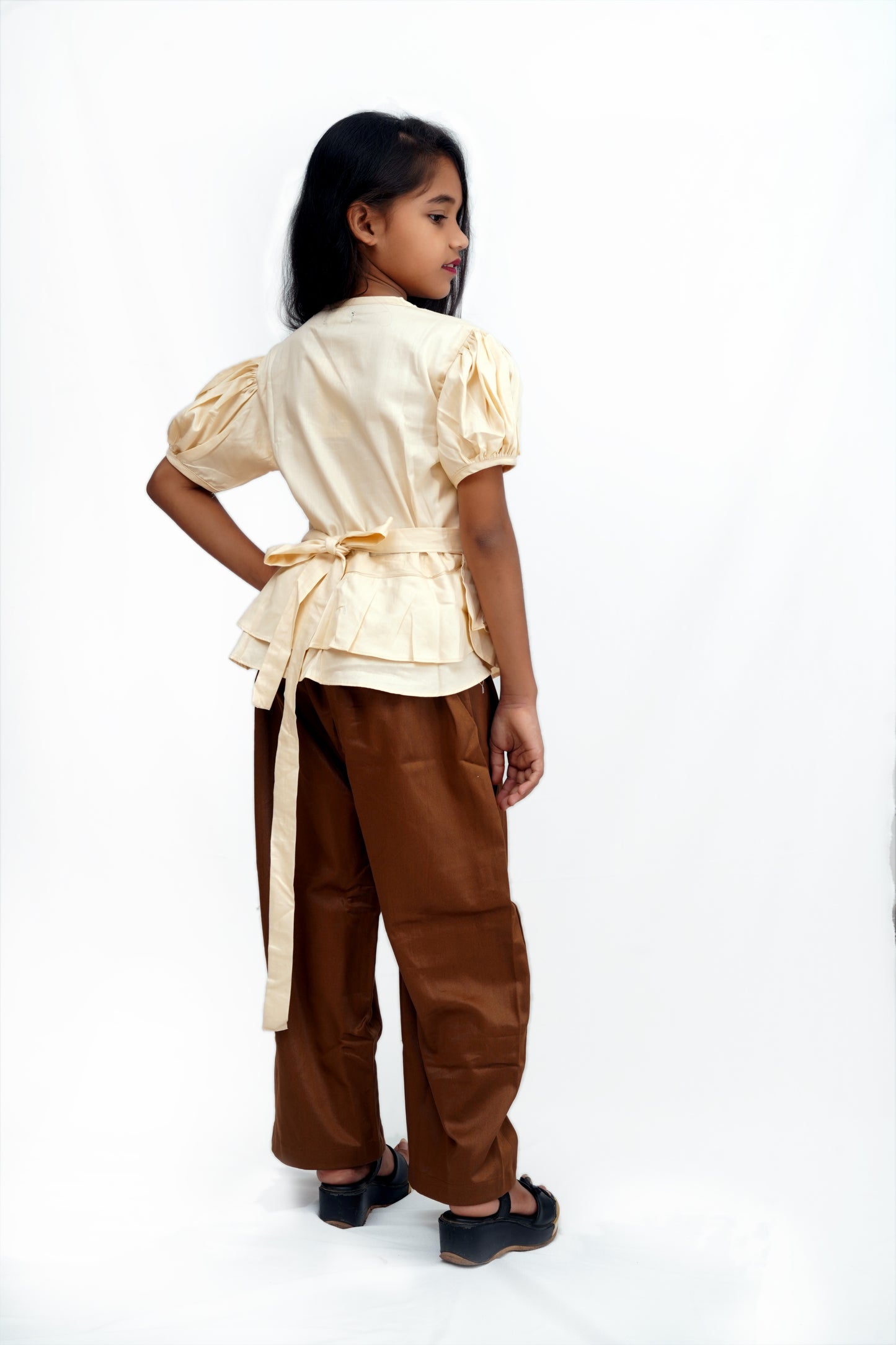 Elegant Puff Sleeve Top & Trousers Set
