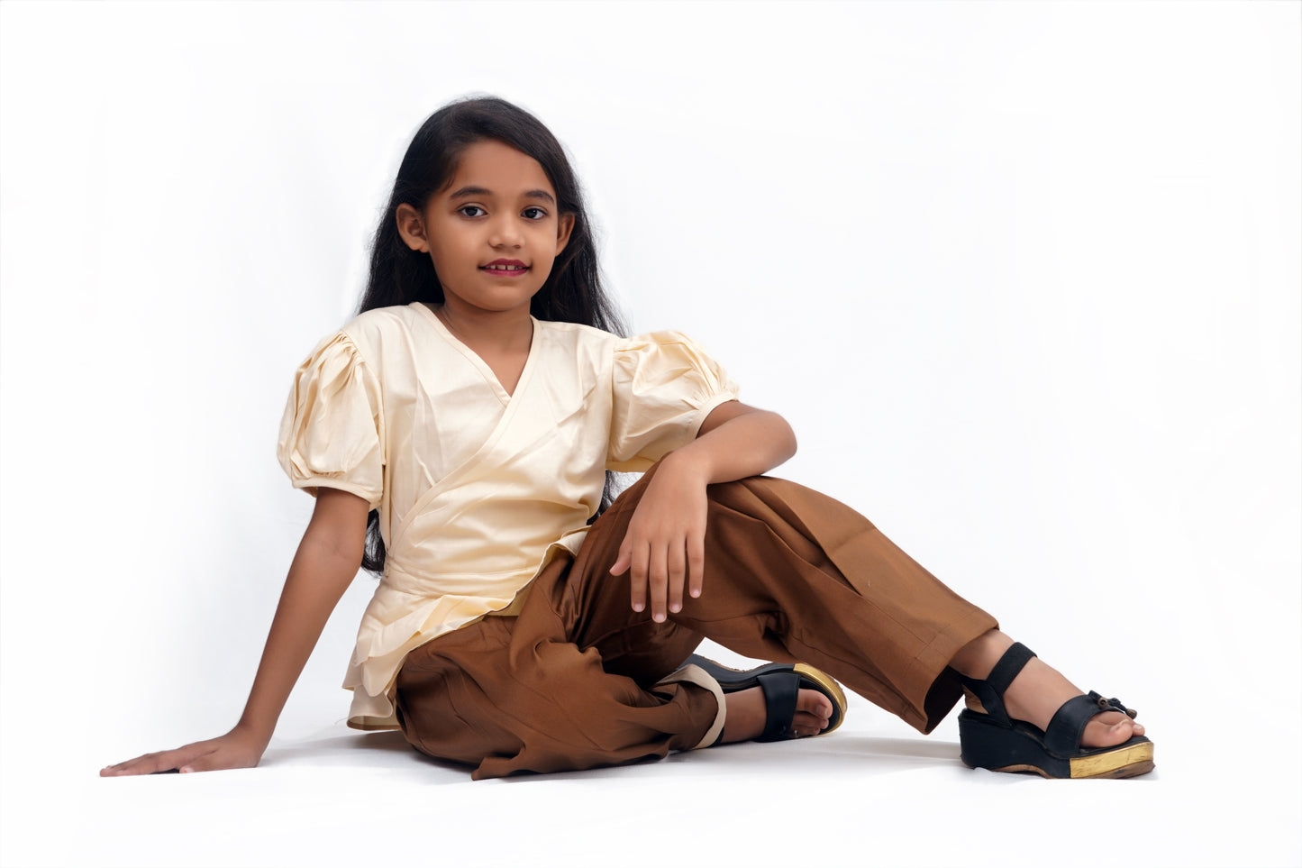 Elegant Puff Sleeve Top & Trousers Set