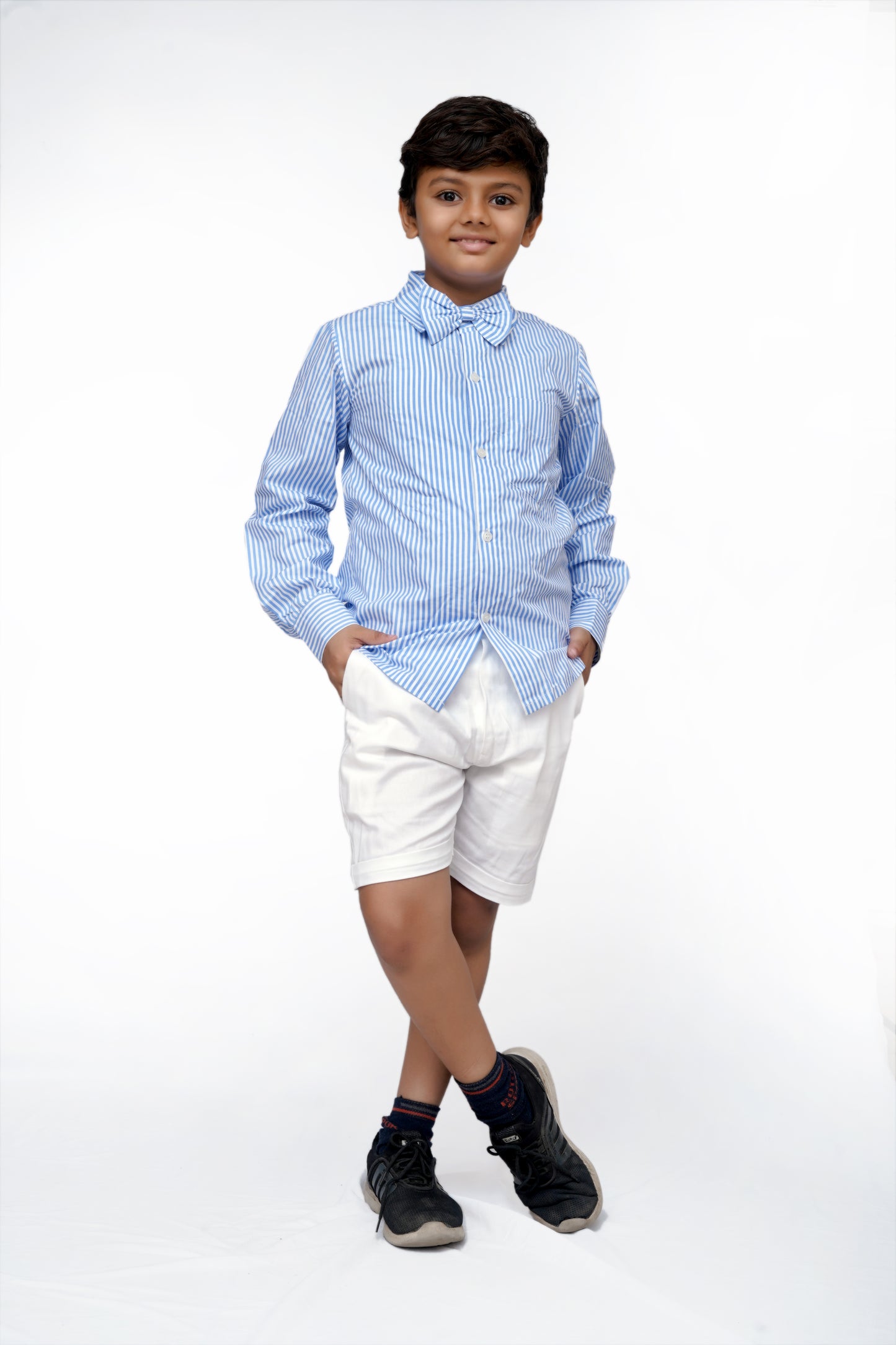 Classic Striped Shirt & White Shorts Set