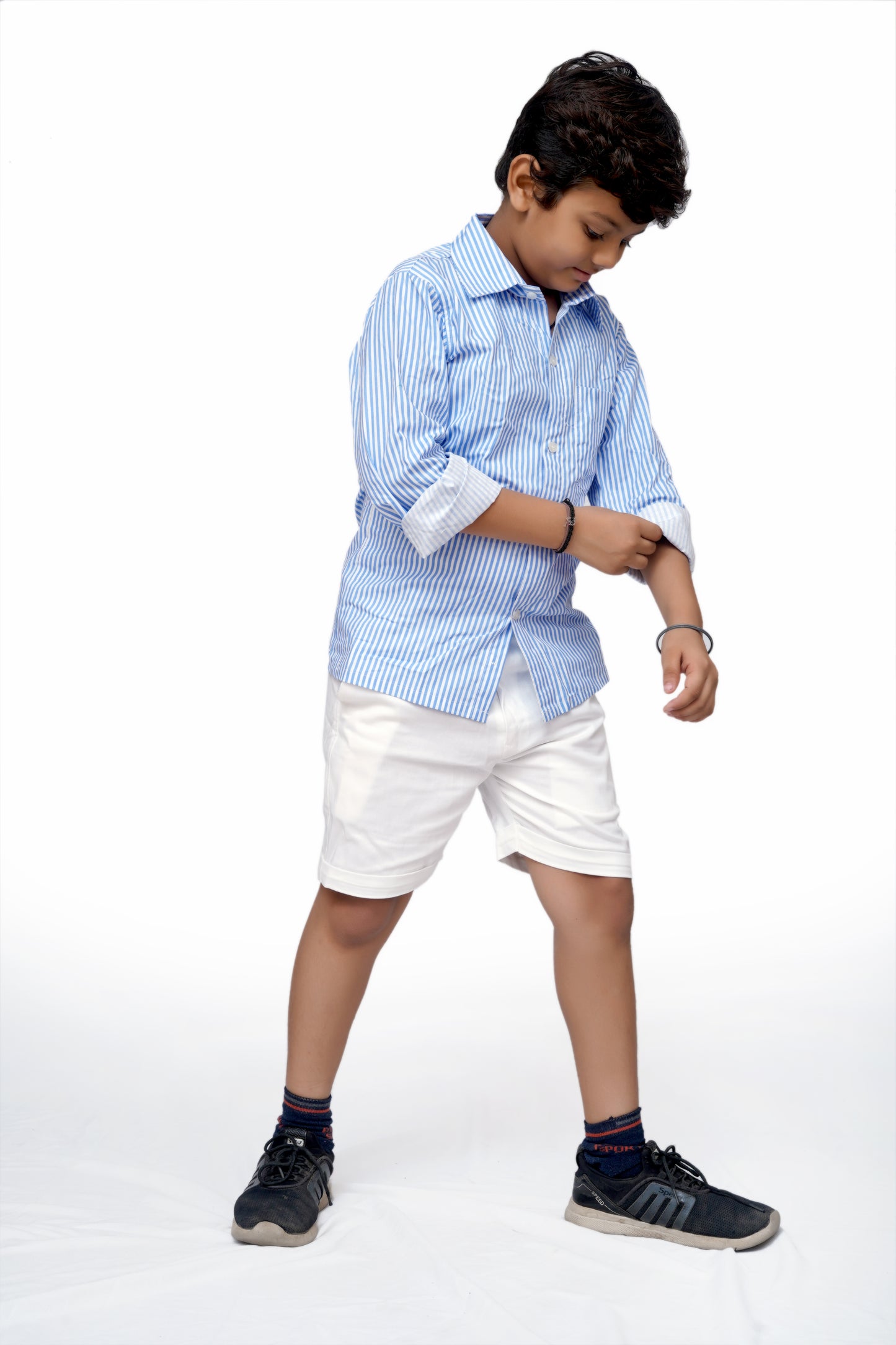 Classic Striped Shirt & White Shorts Set
