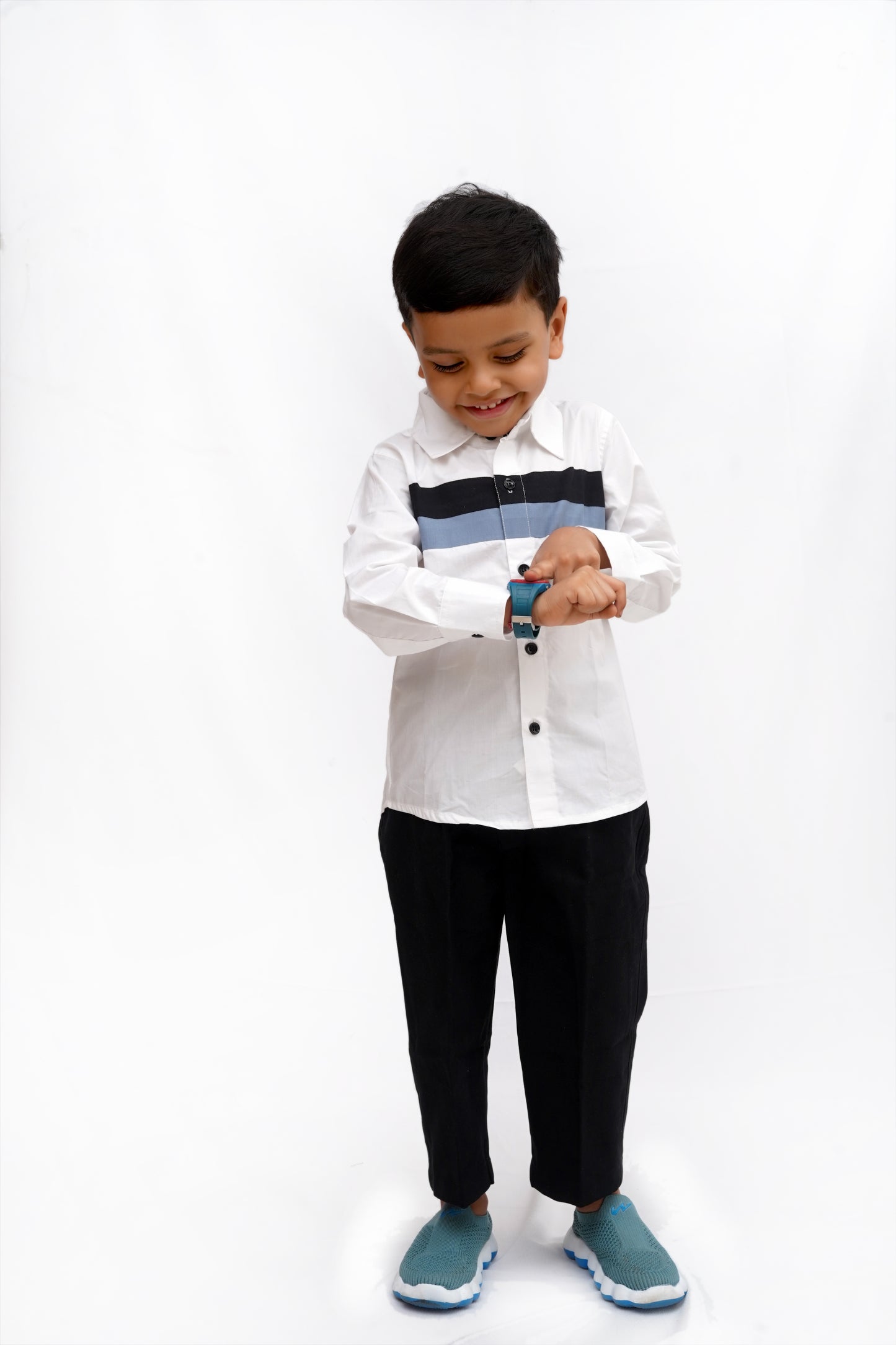 Boys’ Classic White Shirt & Black Pant Set
