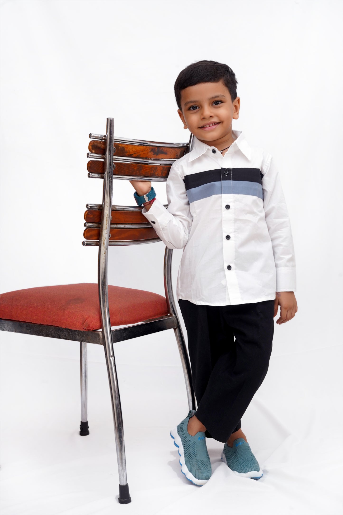 Boys’ Classic White Shirt & Black Pant Set