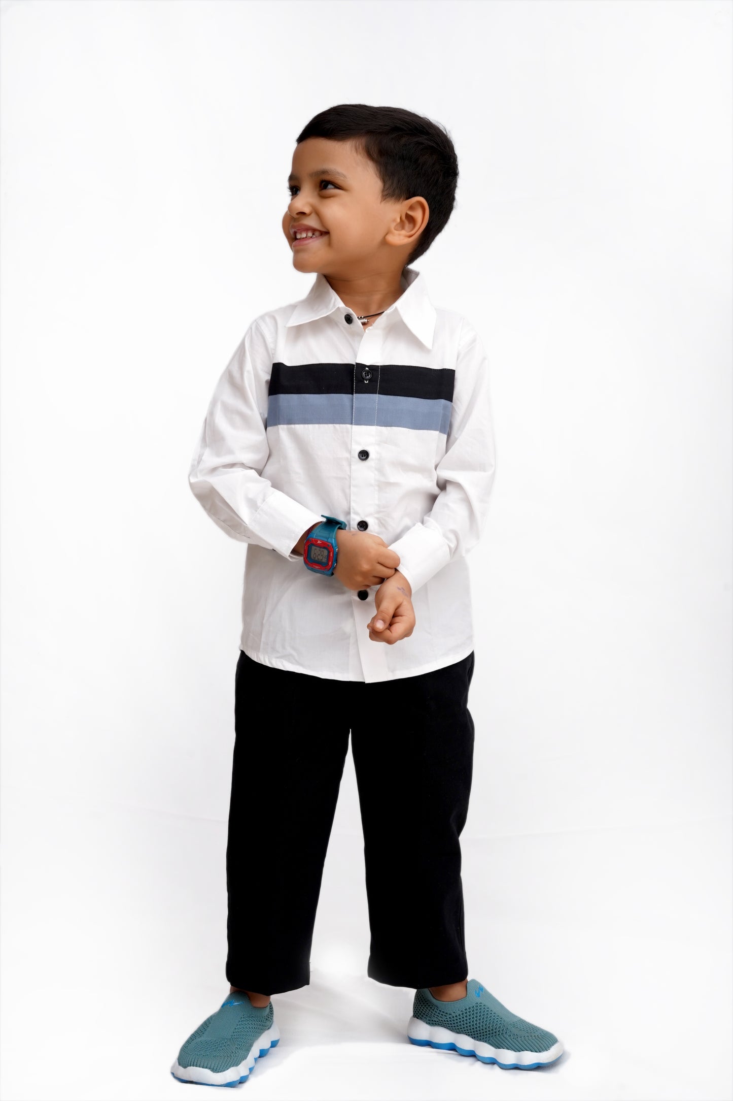 Boys’ Classic White Shirt & Black Pant Set