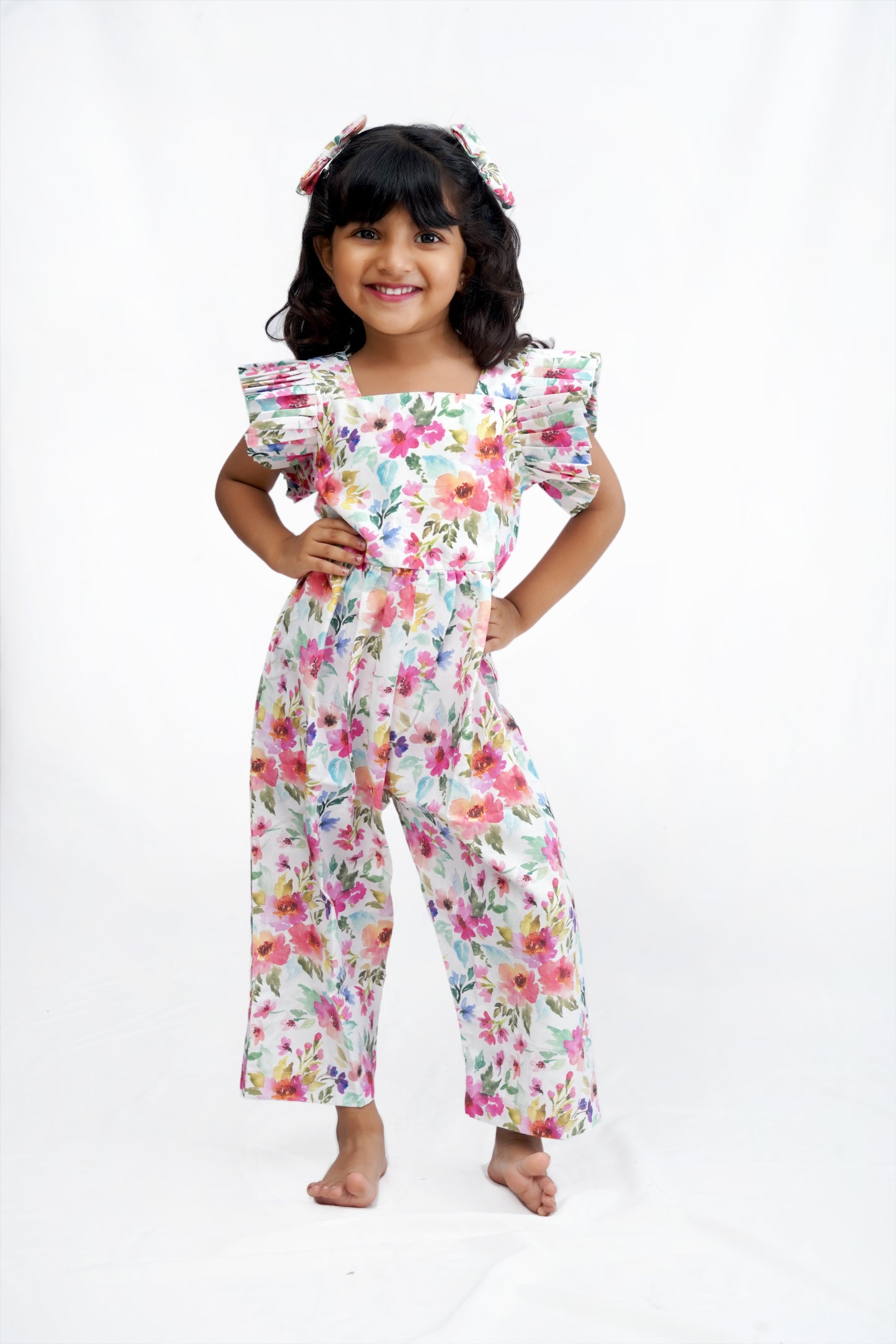 Floral Ruffle Jumpsuit – Girls’ Premium Cotton Outfit