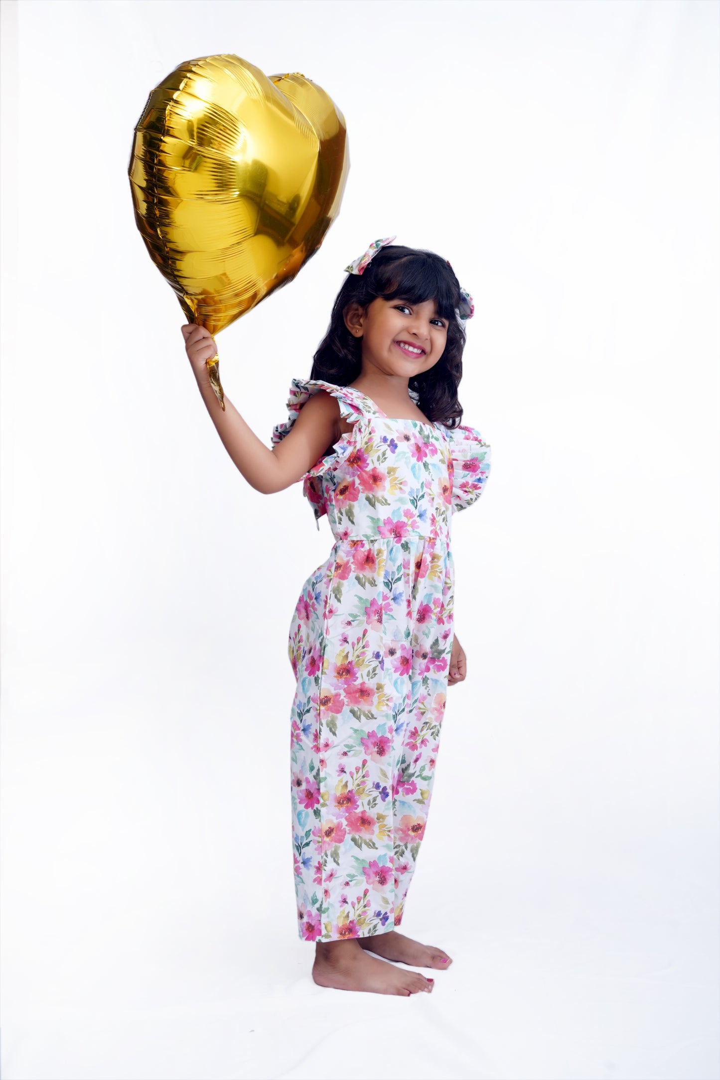 Floral Ruffle Jumpsuit – Girls’ Premium Cotton Outfit