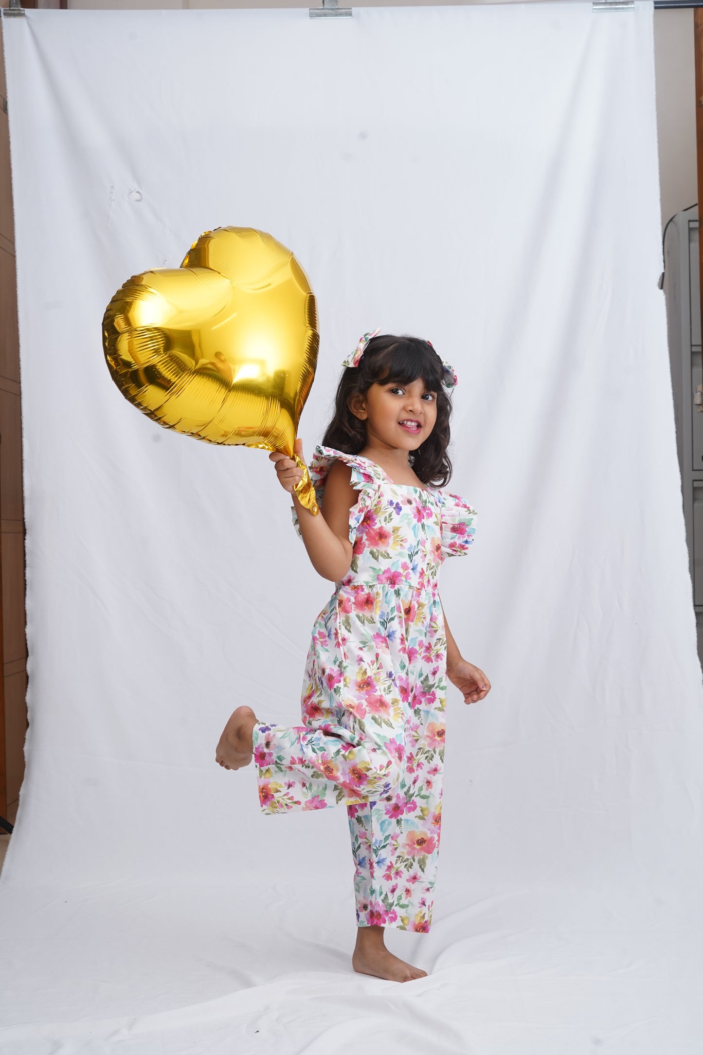 Floral Ruffle Jumpsuit – Girls’ Premium Cotton Outfit