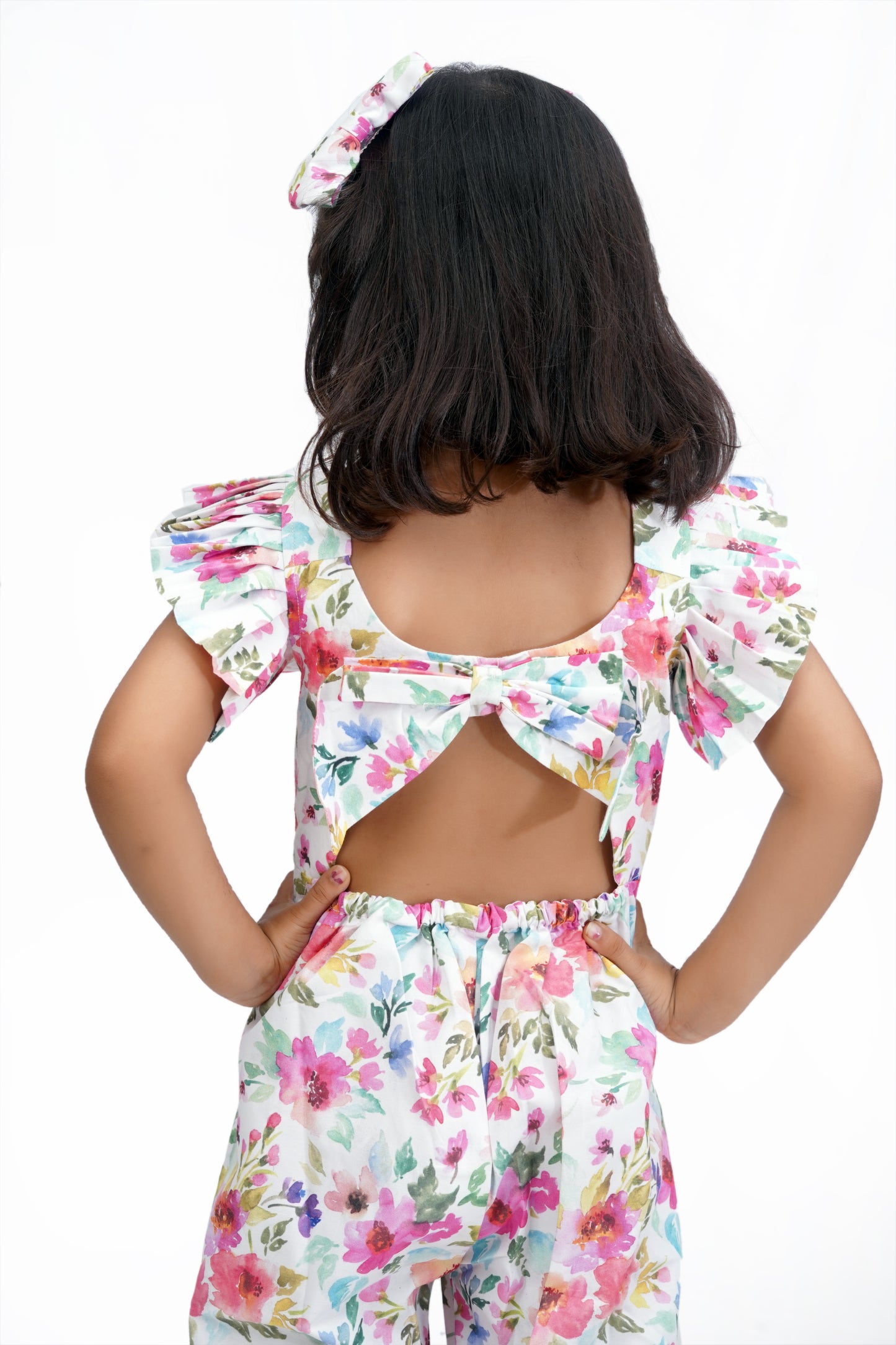 Floral Ruffle Jumpsuit – Girls’ Premium Cotton Outfit