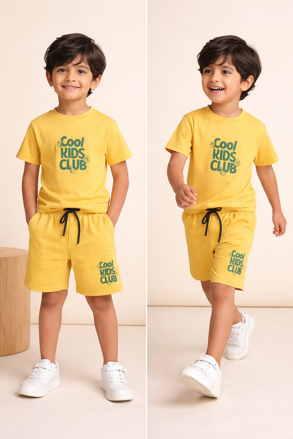 Boys' "Cool Kids Club" Mustard T-Shirt & Shorts Playwear Set