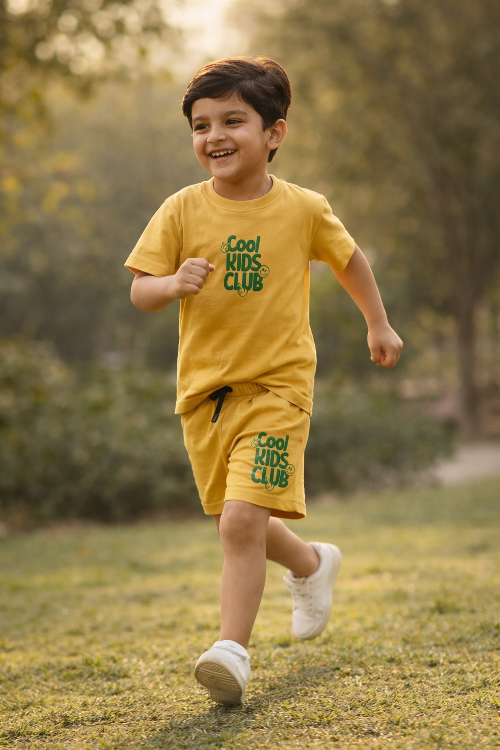 Boys' "Cool Kids Club" Mustard T-Shirt & Shorts Playwear Set